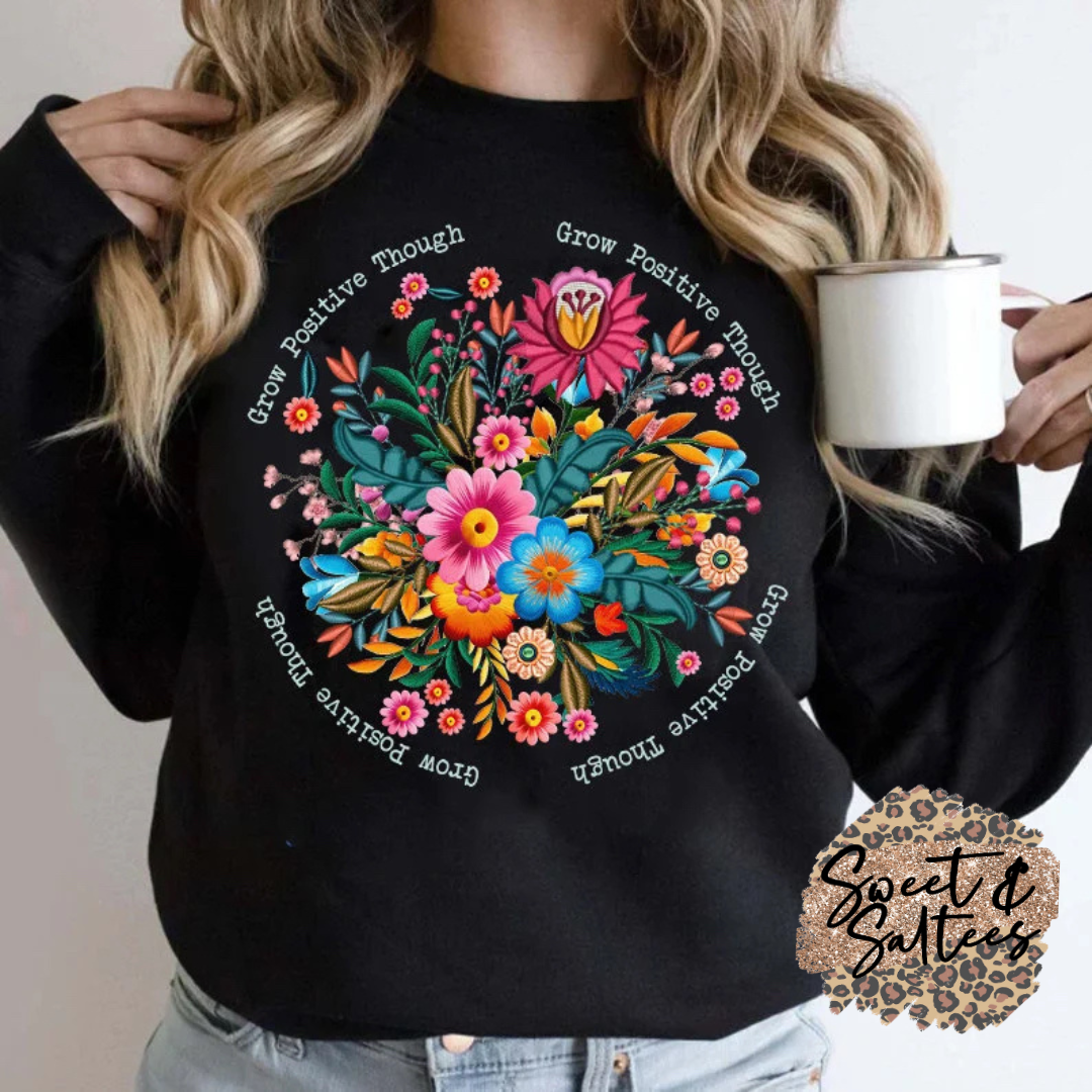 Grow positive thoughts floral t-shirt