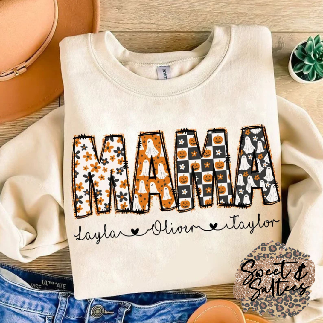Halloween Mama Black or White Print Graphic T-shirt