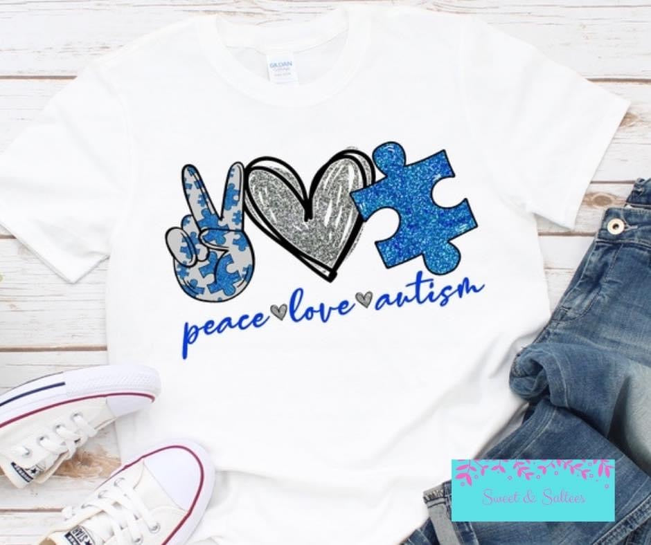 Peace Love Autism(Blue) Graphic T-shirt