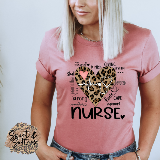 Leopard Nurse Graphic T-shirt