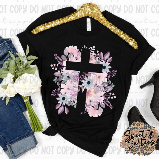 Floral Cross Graphic T-shirt