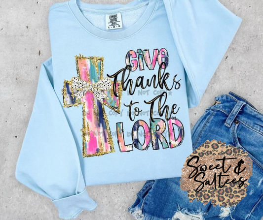 Give thanks to the Lord season graphic t-shirt