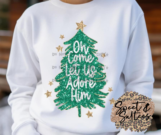 Oh come let us adore Him graphic t-shirt