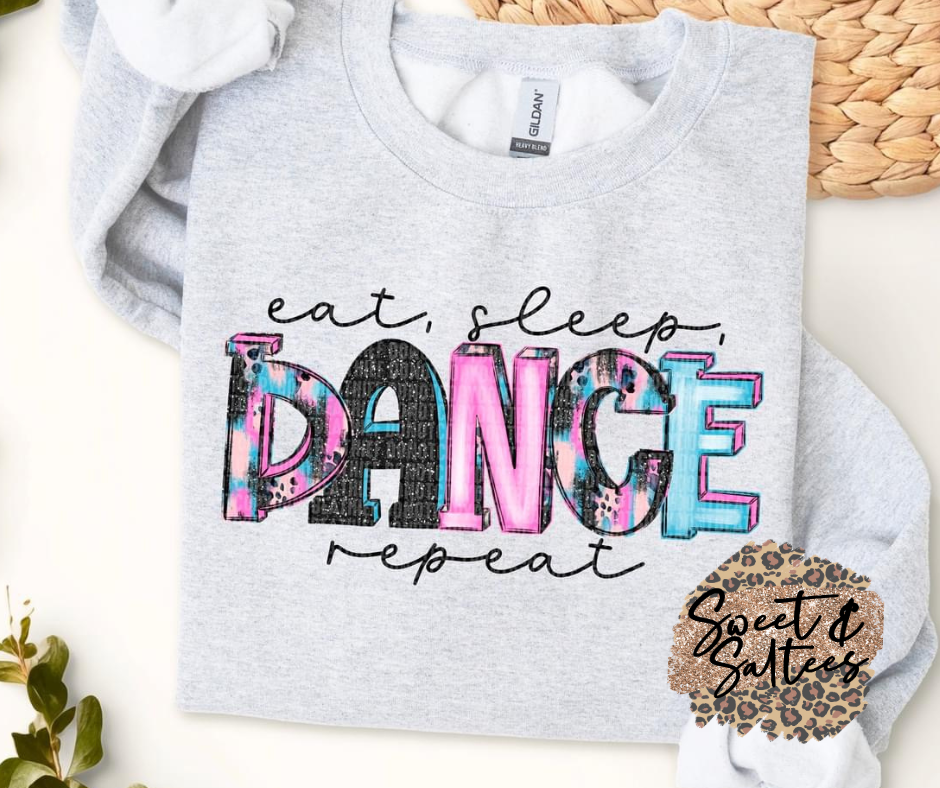 Eat, sleep, dance, repeat graphic t-shirt
