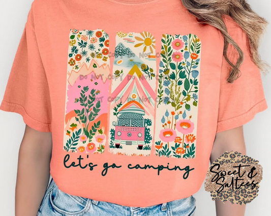 Let’s go camping print t-shirt