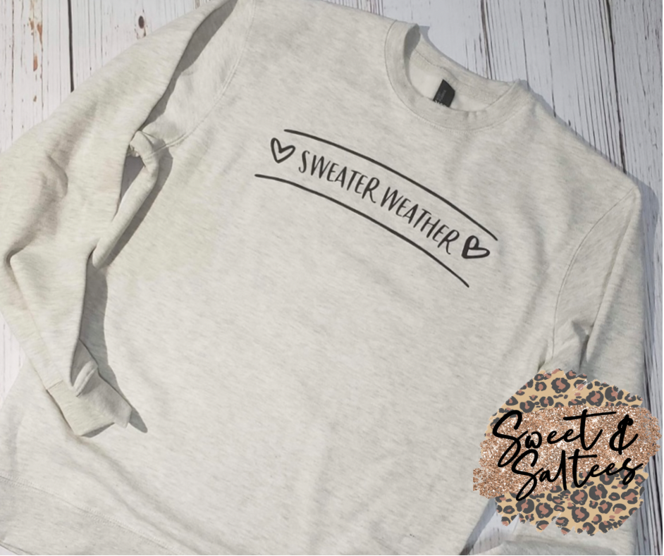 Sweater weather white print graphic T-shirt