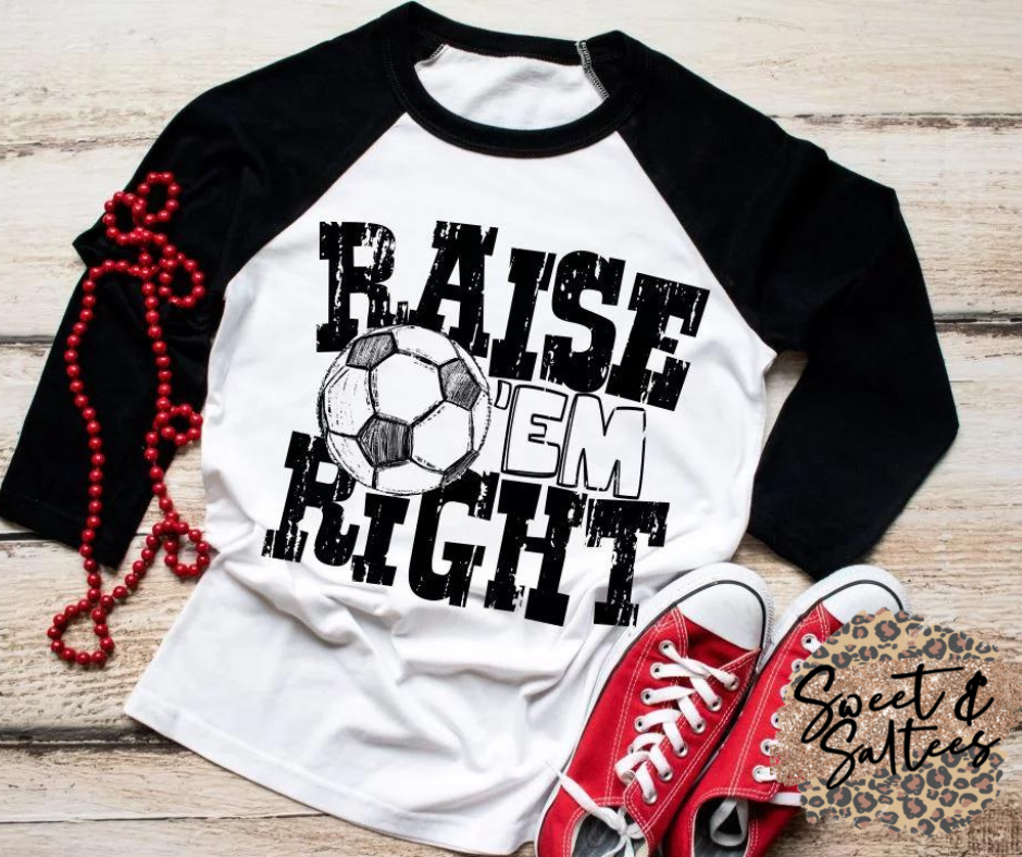 Raise ‘em right soccer graphic T-shirt
